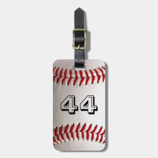 Baseball with customizable number luggage tag