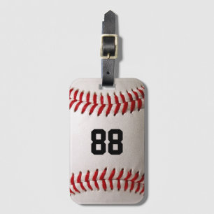 Baseball with Customizable Number Luggage Tag