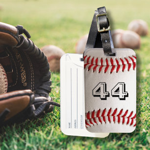 Baseball with Customizable Number Luggage Tag