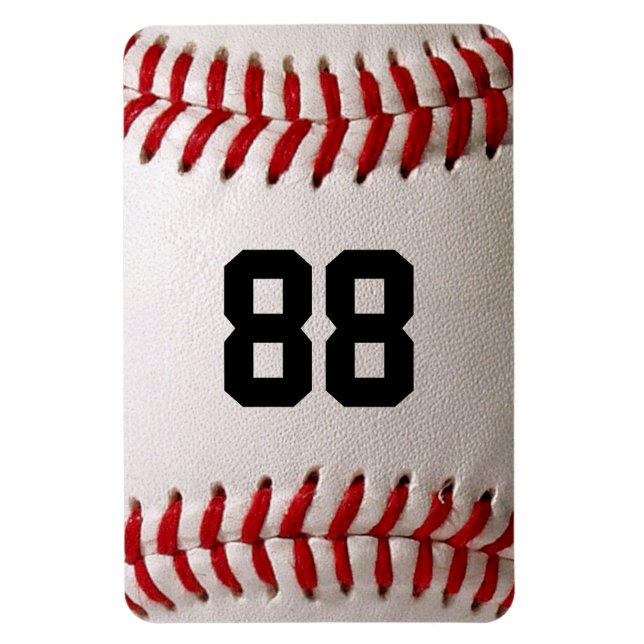 Baseball with Customizable Number Magnet (Vertical)