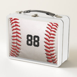 Baseball with Customizable Number Metal Lunch Box