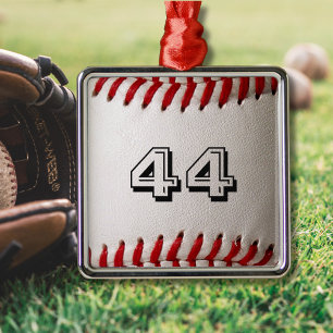 Baseball with Customizable Number Metal Ornament