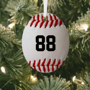 Baseball with Customizable Number Metal Ornament
