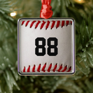 Baseball with Customizable Number Metal Ornament