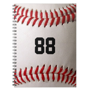 Baseball with customizable number notebook