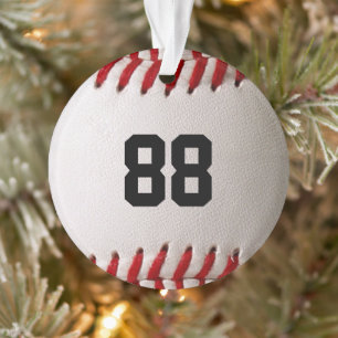 Baseball with Customizable Number Ornament