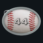 Baseball with Customizable Number Oval Belt Buckle<br><div class="desc">A macro photograph of a brand new Baseball with red stitching. Perfect gift for the baseball or softball sports fan.</div>
