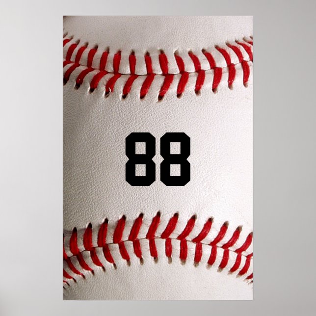 Baseball with Customizable Number Poster (Front)