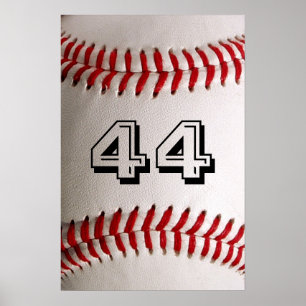 Baseball with Customizable Number Poster