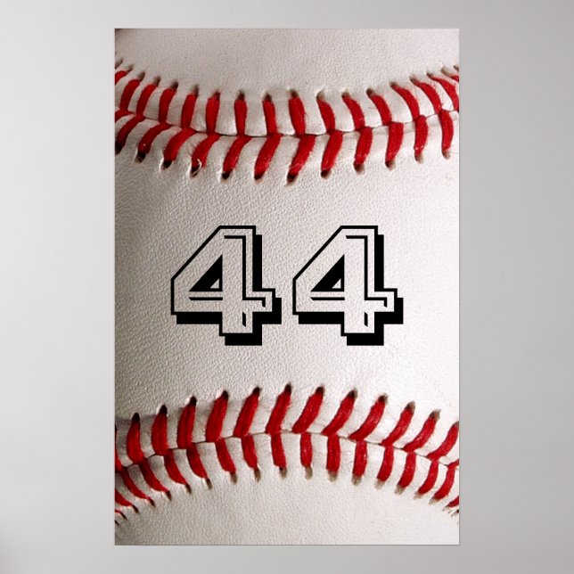 Baseball with Customizable Number Poster (Front)
