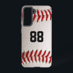 Baseball with Customizable Number Samsung Galaxy Case<br><div class="desc">A macro photograph of a brand new Baseball with red stitching. Perfect gift for the baseball or softball sports fan.</div>