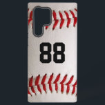 Baseball with Customizable Number Samsung Galaxy Case<br><div class="desc">A macro photograph of a brand new Baseball with red stitching. Perfect gift for the baseball or softball sports fan.</div>