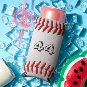 Baseball with customizable number seltzer can cooler