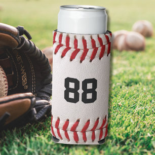 Baseball with Customizable Number Seltzer Can Cooler