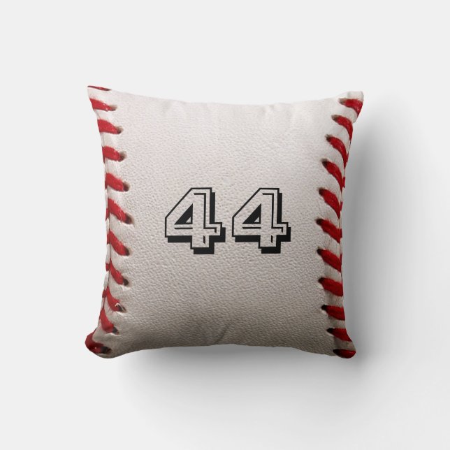 Baseball with Customizable Number Throw Pillow (Front)