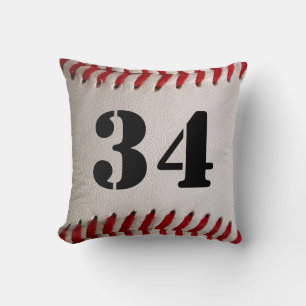 Baseball with Customizable Number Throw Pillow