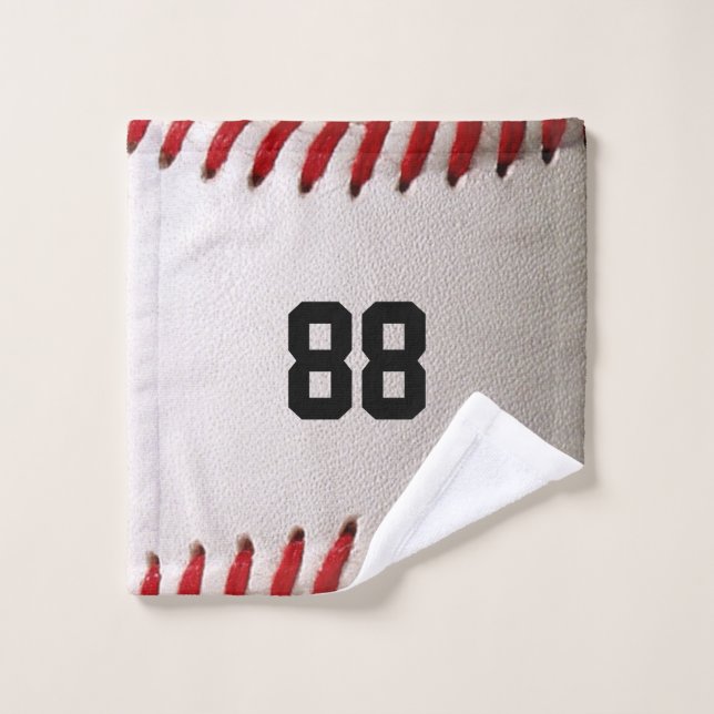 Baseball with Customizable Number Wash Cloth (Wash Cloth)