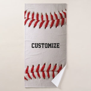 Baseball with Customizable Text Bath Towel