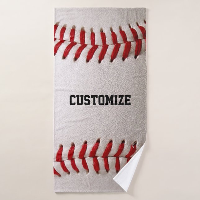 Baseball with Customizable Text Bath Towel (Bath Towel)