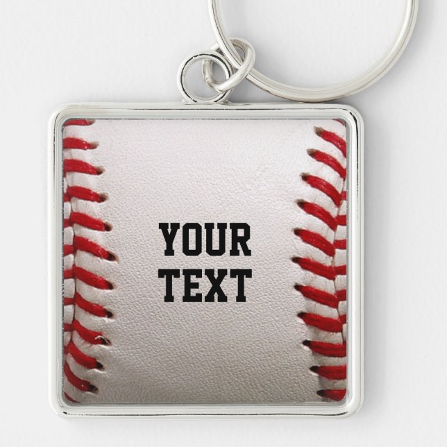 Baseball with Customizable Text Keychain (Front)