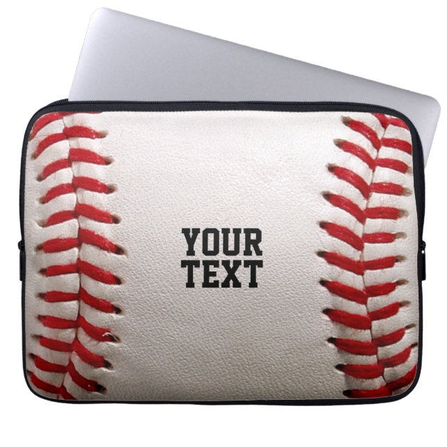 Baseball with Customizable Text Laptop Sleeve (Front)
