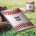 Baseball with Customizable Text Notebook<br><div class="desc">A macro photograph of a brand new Baseball with red stitching. Perfect gift for the baseball softball freak or sports fanatic.</div>