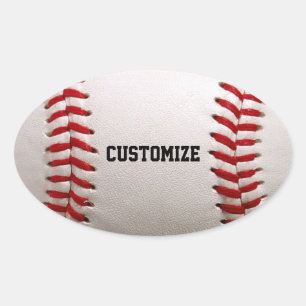 Baseball with Customizable Text Oval Sticker