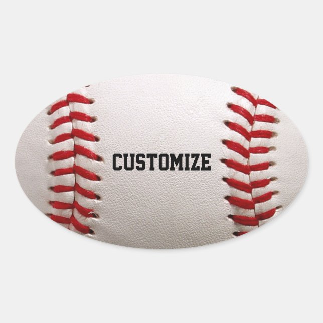 Baseball with Customizable Text Oval Sticker (Front)
