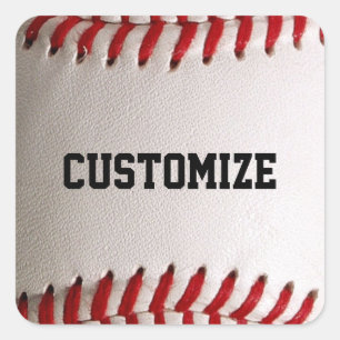 Baseball with Customizable Text Square Sticker
