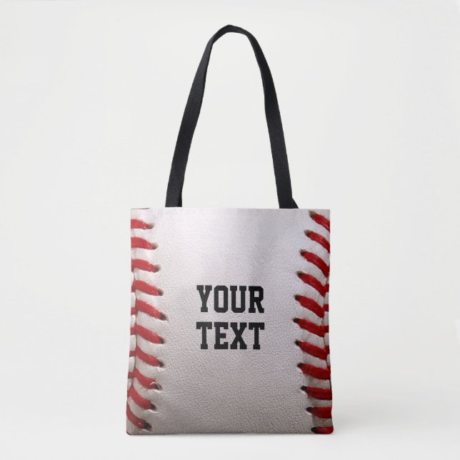 Baseball with Customizable Text Tote Bag (Front)