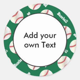 Baseball with Dark Green Background Personalize Classic Round Sticker
