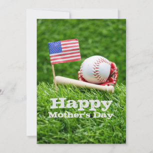 Baseball with flag of America Happy Mother's Day Holiday Card