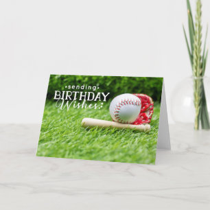 Baseball with happy Birthday word on green grass Card