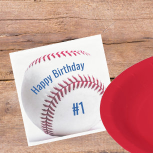 Baseball with Name and Age Birthday Party Napkin