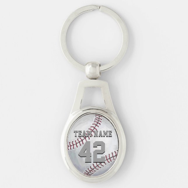 Baseball with Name and Number Keychain (Front)