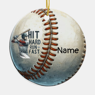 Baseball with Name on the ball for player Ceramic Ornament