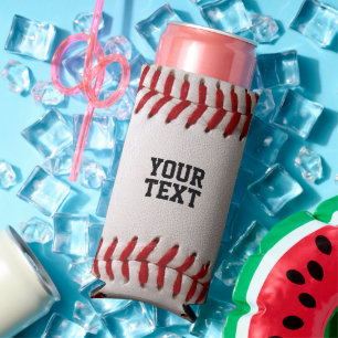 Baseball with Personalized Name Seltzer Can Cooler