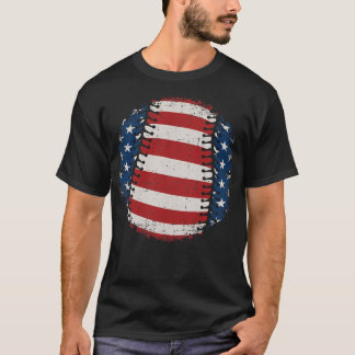Baseball with US american for patriotic baseballe T-Shirt