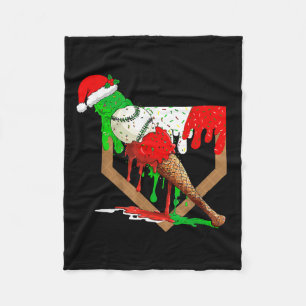 Baseball Xmas Christmas Baseball Ice Cream Drip Bo Fleece Blanket