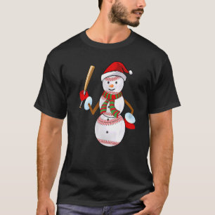 Baseball Xmas  Santa Snowman Baseball Christmas T-Shirt