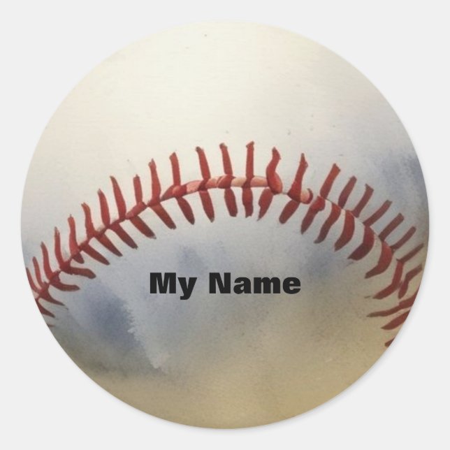 Baseball Your Name Classic Round Sticker (Front)