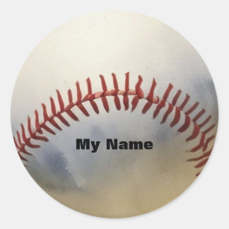 Baseball Your Name Classic Round Sticker