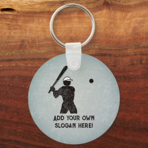Baseballer - Action Pose - your text on both sides Keychain