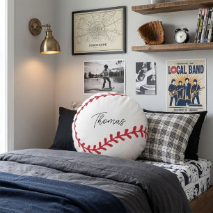 BaseballPillow, CustomDecor, SportsGift Round Pillow