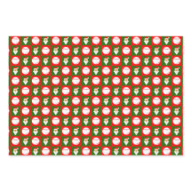 Baseballs and Santa Clause Red and Green Christmas