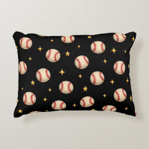 Baseballs Black Night Stars Accent Pillow