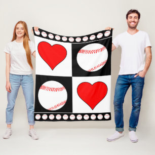 Baseballs & Hearts Lovely Fleece Blanket for Fans