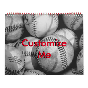 Baseballs in Black and White Calendar