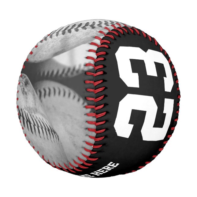 Baseballs in Black and White Custom Jersey Number (Angled)