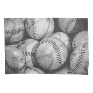 Baseballs in Black and White Pillowcase